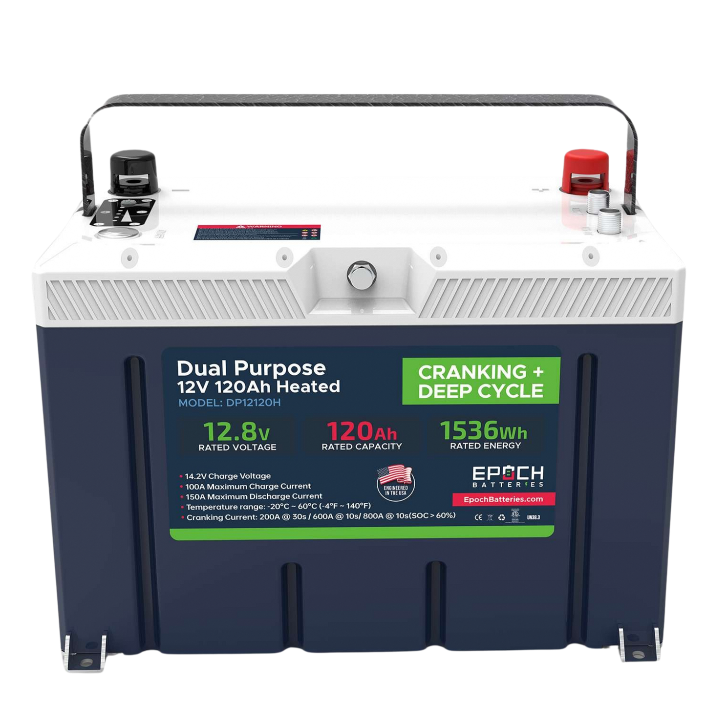12V 120Ah Pro Series - LiFePO4 Cranking & Deep Cycle Lithium Battery (Dual Purpose) by Epoch Batteries
