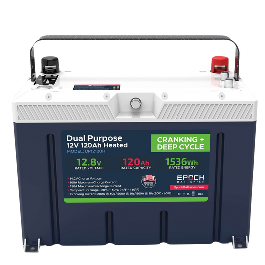 12V 120Ah Pro Series - LiFePO4 Cranking & Deep Cycle Lithium Battery (Dual Purpose) by Epoch Batteries