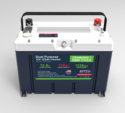 12V 120Ah Pro Series - LiFePO4 Cranking & Deep Cycle Lithium Battery (Dual Purpose) by Epoch Batteries