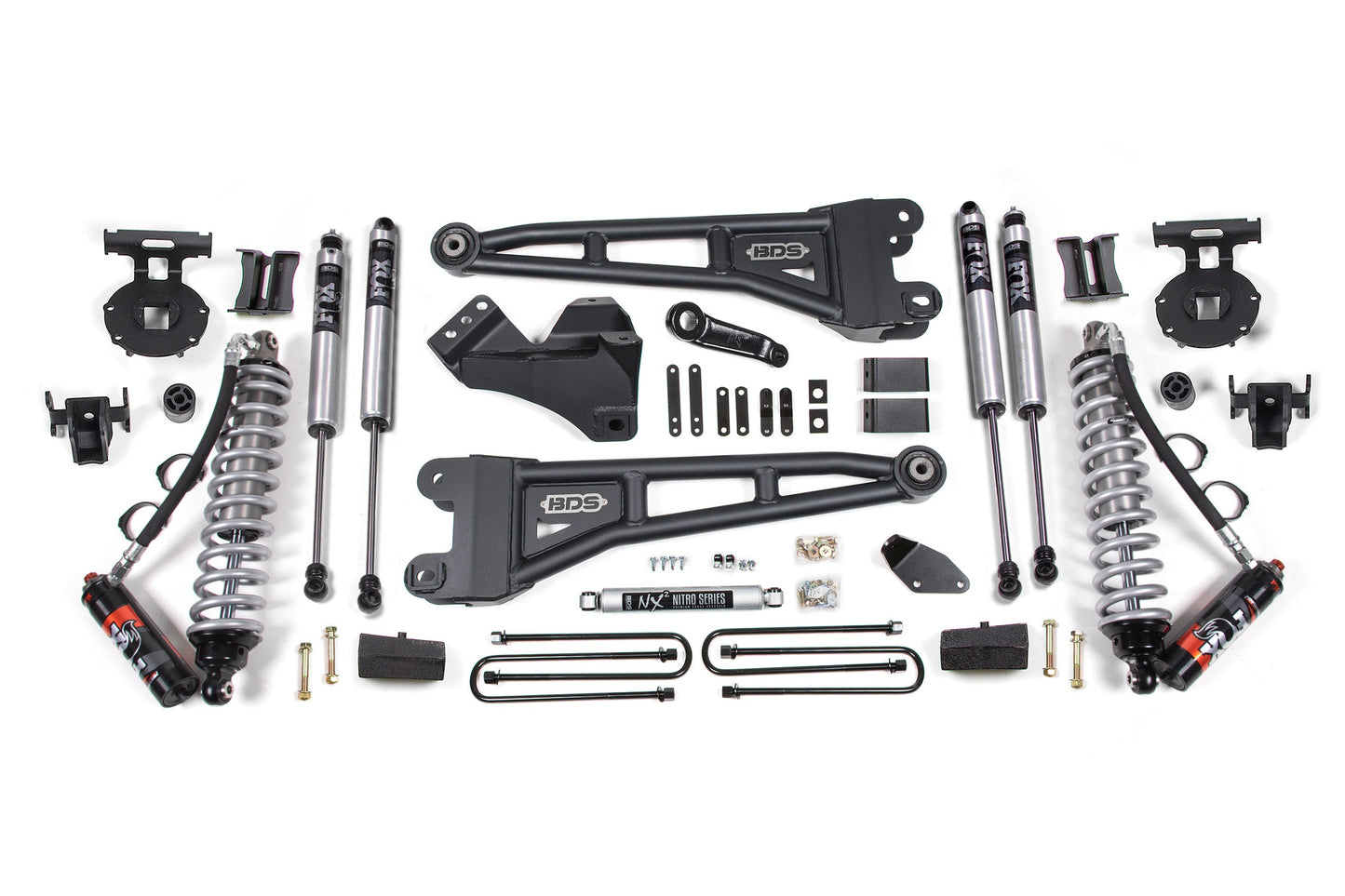 BDS Suspension 4 Inch Radius Arm Lift Kit FOX 2.5 Performance Elite Coilover Conversion Ford F250 F350 Super Duty 4WD Diesel (2008–2010)