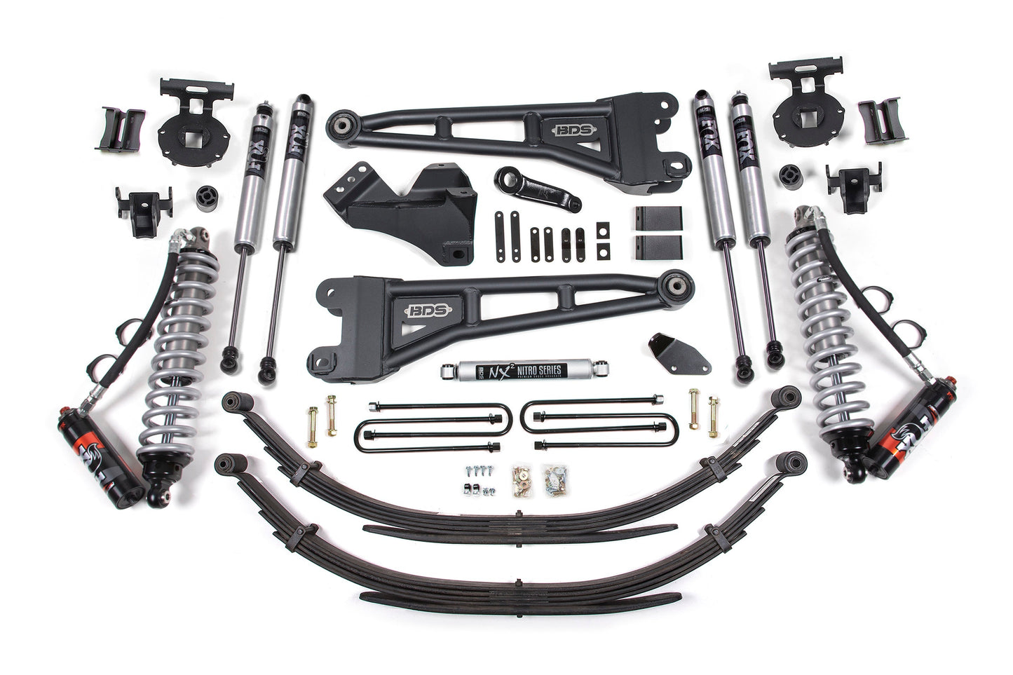BDS Suspension 4 Inch Radius Arm Lift Kit FOX 2.5 Performance Elite Coilover Conversion Ford F250 F350 Super Duty 4WD Diesel (2008–2010)